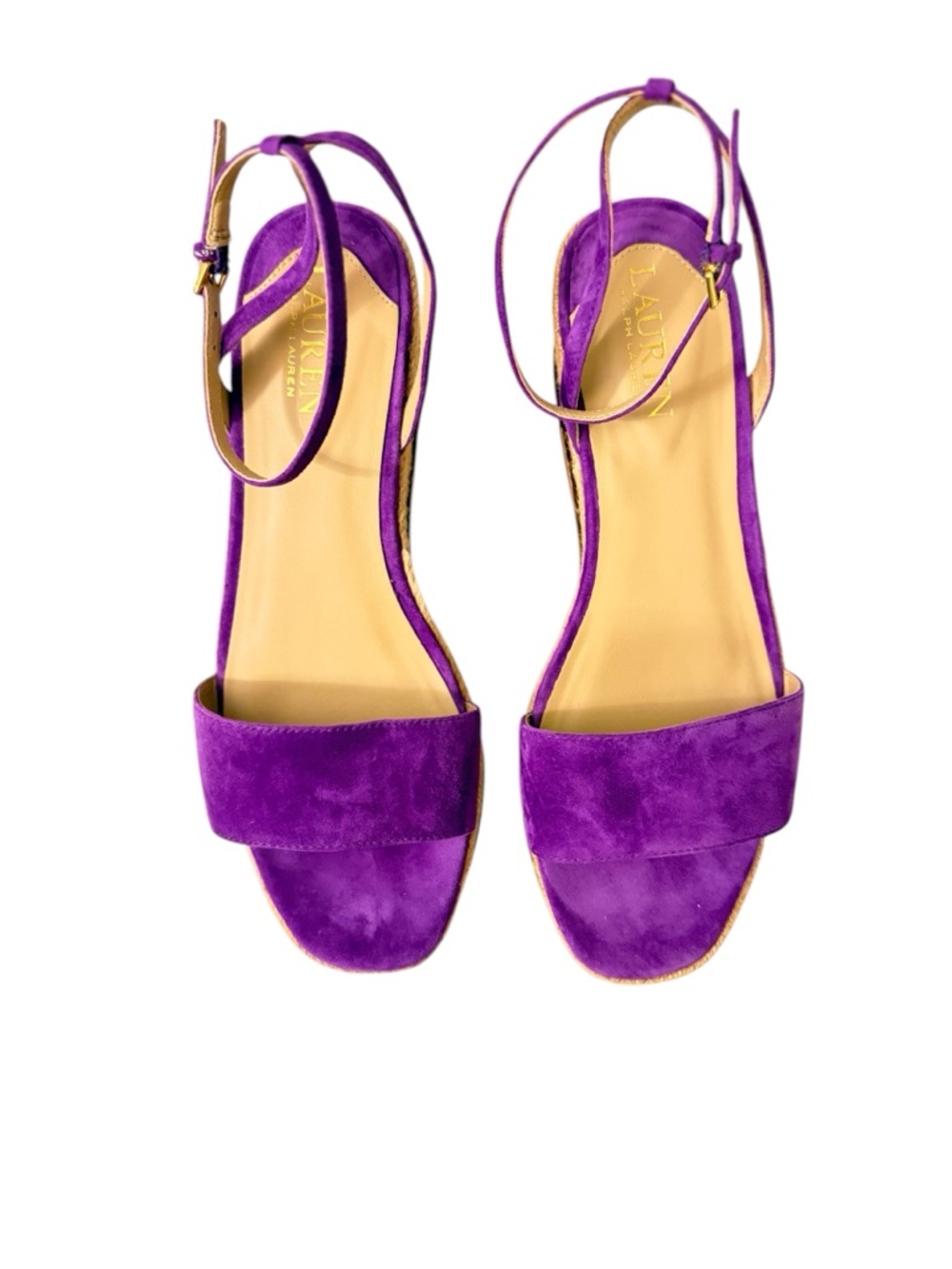 Lauren Ralph Lauren Suede Ankle Strap Sandals Purple Size 8